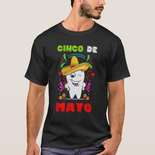 Floral Dental Tooth Cinco De Mayo Mexicaanse tanda T-shirt (Voorkant)