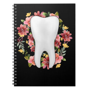 Floral Dentist Tooth Flowers Dental Assistant Notitieboek