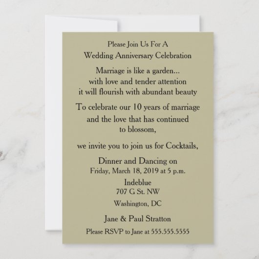 Floral Design 10th Jubileum Uitnodigen Save The Date (Achterkant)