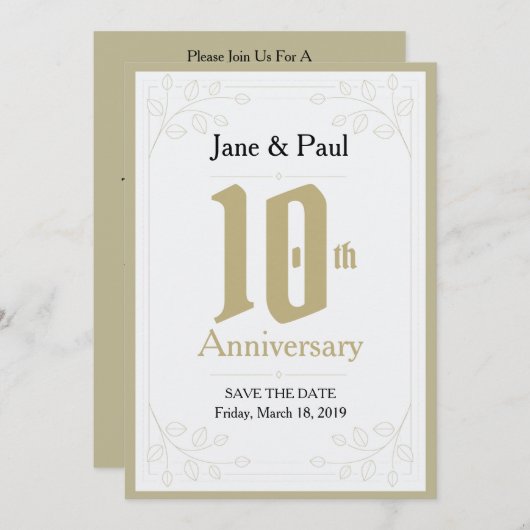 Floral Design 10th Jubileum Uitnodigen Save The Date (Voorkant / Achterkant)