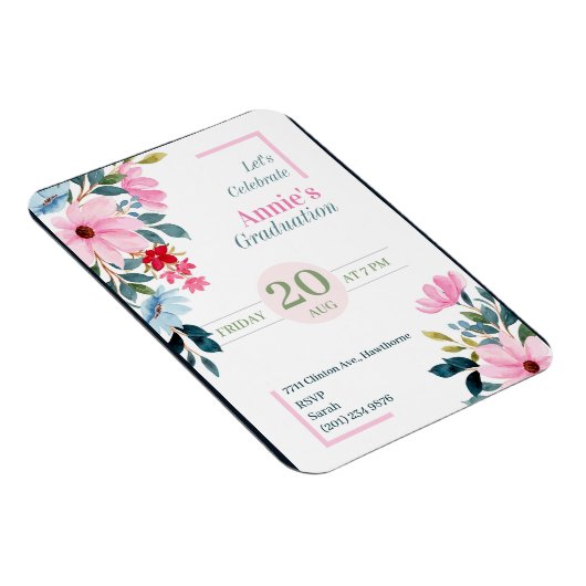 Floral Design afstuderen Invitation Magneet (Rechterzijde)