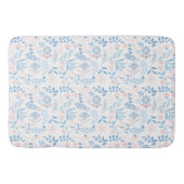 Floral design boho block print blue pink girly badmat (Voorkant)