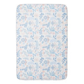 Floral design boho block print blue pink girly badmat (Voorkant Verticaal)