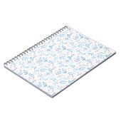 Floral design boho block print blue pink girly notitieboek (Linkerzijde)
