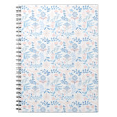 Floral design boho block print blue pink girly notitieboek (Voorkant)
