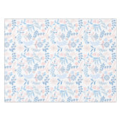 Floral design boho block print blue pink girly tafelkleed (Voorkant (Horizontaal))
