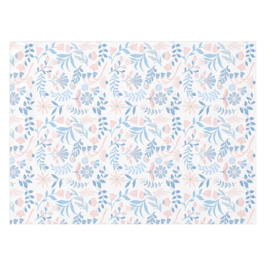 Floral design boho block print blue pink girly tafelkleed (Voorkant (Horizontaal))