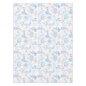 Floral design boho block print blue pink girly tafelkleed (Voorkant)