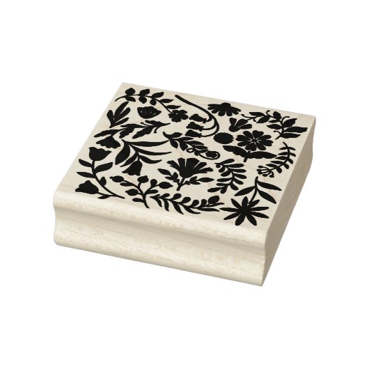 Floral design boho block print rubberstempel (Stempel)
