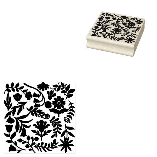 Floral design boho block print rubberstempel (Gestempeld)