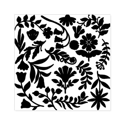 Floral design boho block print rubberstempel (Afrduk)
