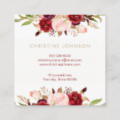 Floral Design Elegant Kapsalonscript Vierkante Visitekaartje (Achterkant)