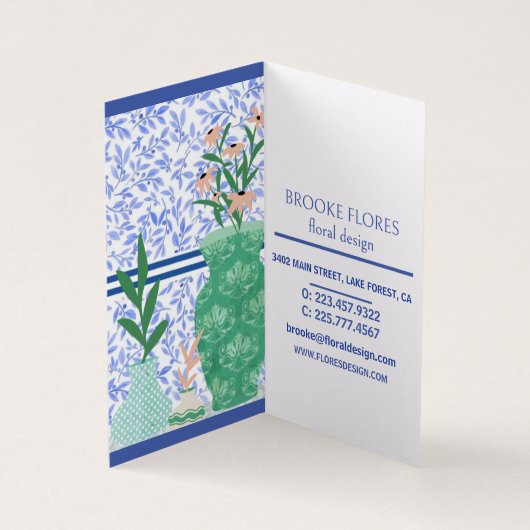 Floral Design Folded Visitekaartje (Binnen)