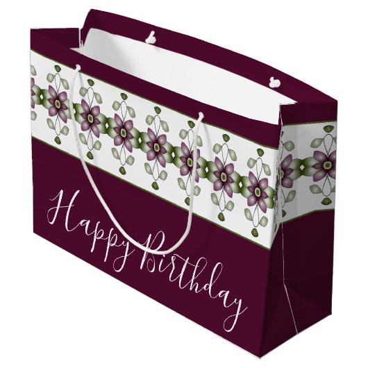 Floral Design in Deep Burgundy Groot Cadeauzakje (Achterkant Gekanteld)