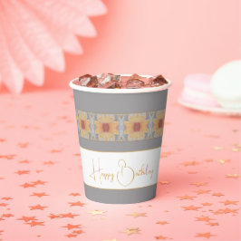 Floral design in peach papieren bekers