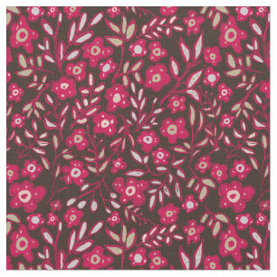 Floral design in rijke magenta en zwart stof