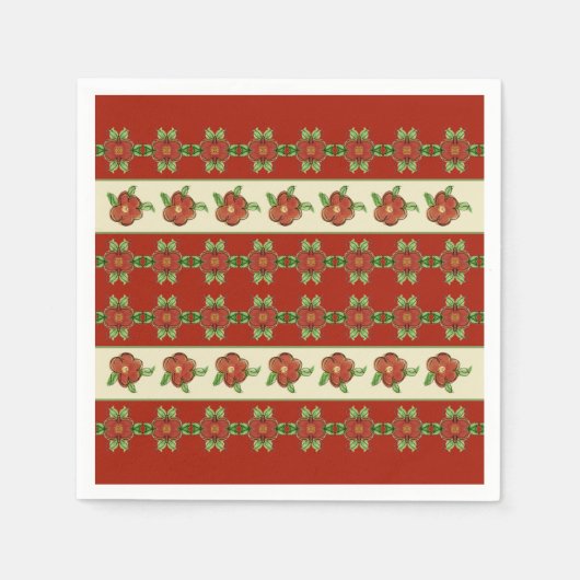 Floral design in roestvrij Oranje papier Servet (Voorkant)