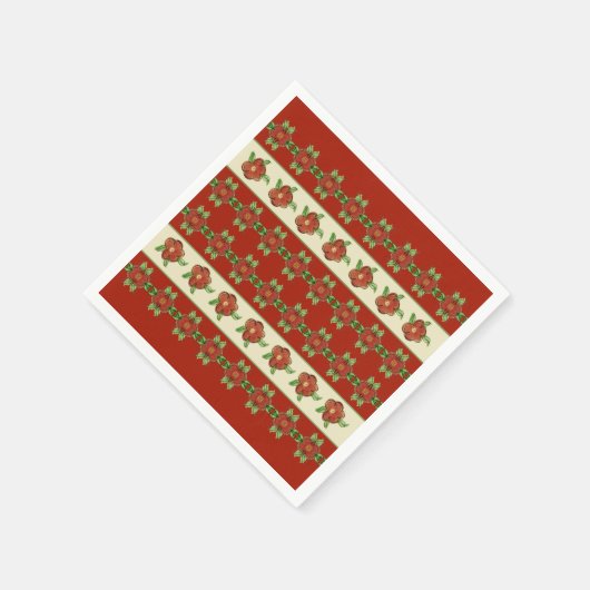 Floral design in roestvrij Oranje papier Servet (Hoek)