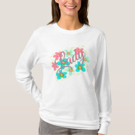 Floral Design in Turquoise en Roze T-shirt