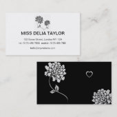 Floral design in zwart-wit visitekaartje (Voorkant / Achterkant)