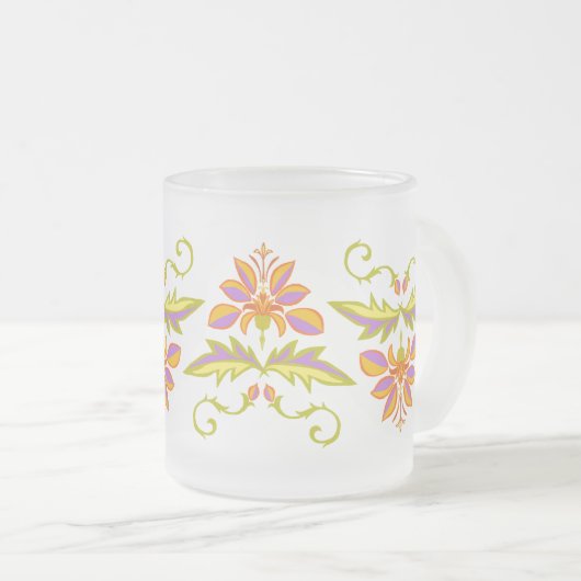 Floral design matglas koffiemok (Voorkant rechts)