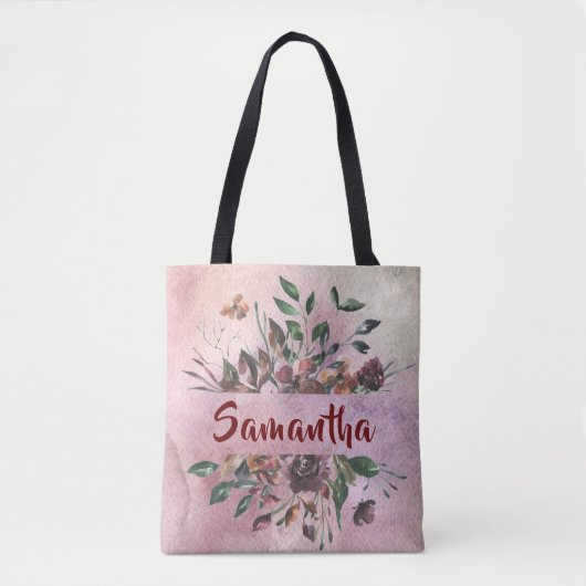  Floral design met naam Tote Bag (Voorkant)