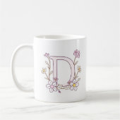 Floral Design Monogram D Initiaal Koffie Mok (Links)