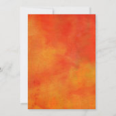 Floral Design op een Oranje achtergrond bruiloft Kaart (Achterkant)