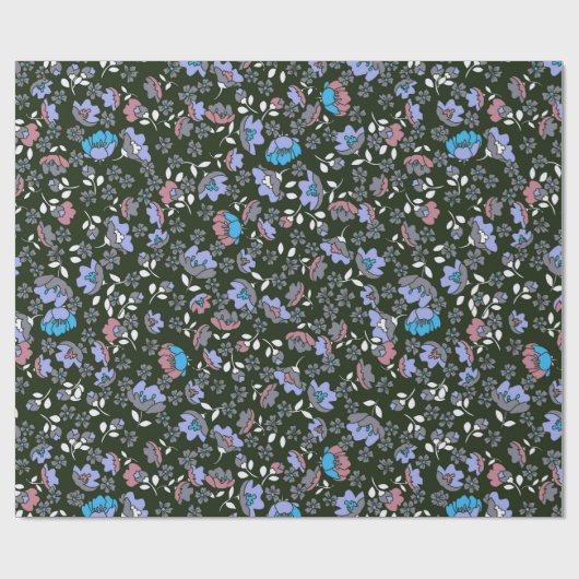 Floral design op zwart cadeaupapier (Vlak)