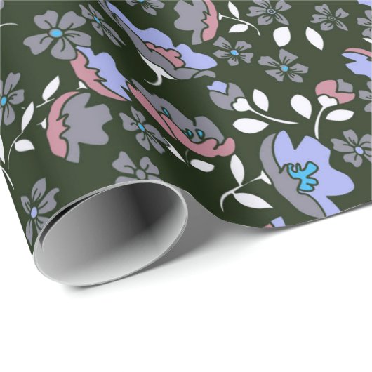 Floral design op zwart cadeaupapier (Rol Hoek)