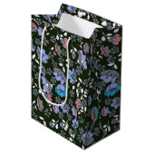 Floral design op zwart medium cadeauzakje (Voorkant Gekanteld)