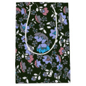 Floral design op zwart medium cadeauzakje (Voorkant)