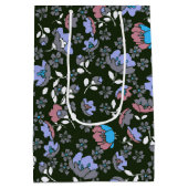 Floral design op zwart medium cadeauzakje (Achterkant)
