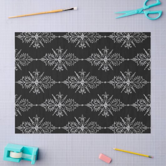  Floral design op zwarte lospagina Tissuepapier (Craft)