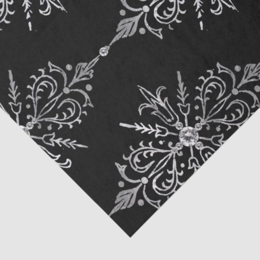  Floral design op zwarte lospagina Tissuepapier (Detail)