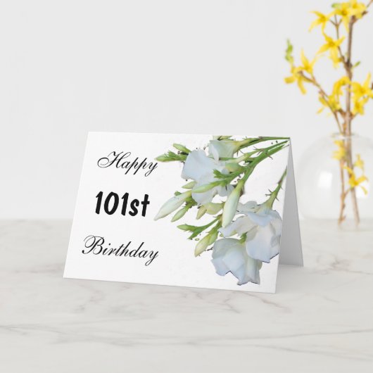 Floral Design Personalised 101st Birthday Card Kaart (Gele Bloem)