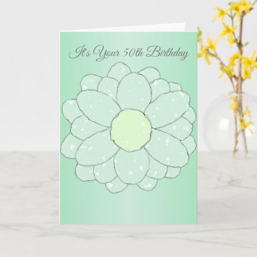 Floral Design Personalised 50th Birthday Kaart (Gele Bloem)