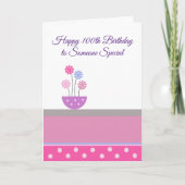 Floral Design Personalized 100th Birthday Kaart (Voorkant)