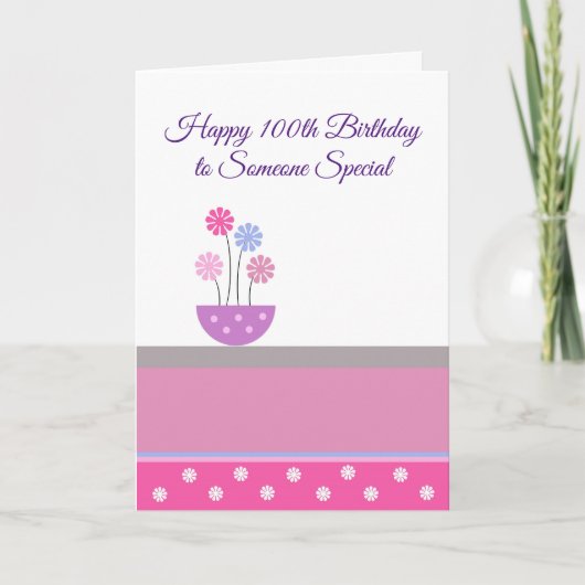 Floral Design Personalized 100th Birthday Kaart (Voorkant)