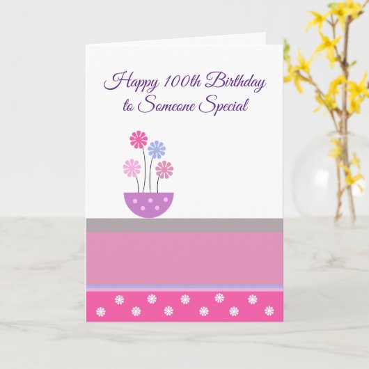 Floral Design Personalized 100th Birthday Kaart (Gele Bloem)