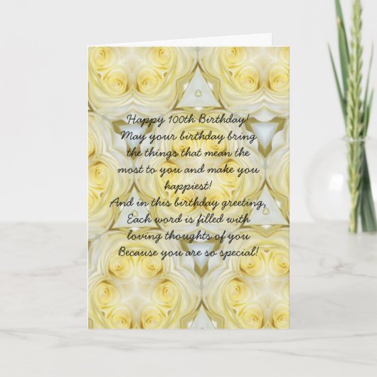 Floral Design Personalized 100th Birthday Kaart (Voorkant)