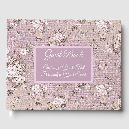  Floral Design Pink Mauve Personated Gastenboek (Voorkant)