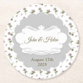 Floral design ronde kartonnen onderzetter