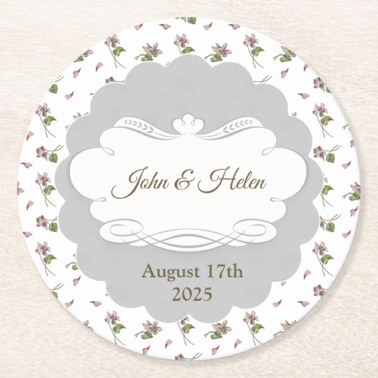 Floral design ronde kartonnen onderzetter (Voorkant)