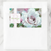 Floral design | Roze Rose | Monogram Rechthoekige Sticker (Tas)