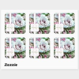 Floral design | Roze Rose | Monogram Vierkante Sticker