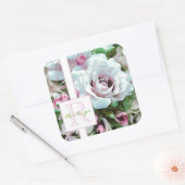 Floral design | Roze Rose | Monogram Vierkante Sticker (Envelop)