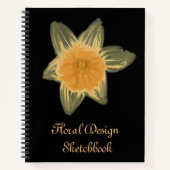 Floral Design Schetsboek Zwart met Daffodils Notitieboek (Voorkant)