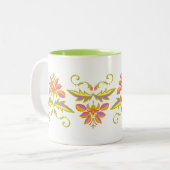 Floral design tweekleurige koffiemok (Voorkant links)