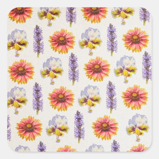 Floral design vierkante sticker (Voorkant)
